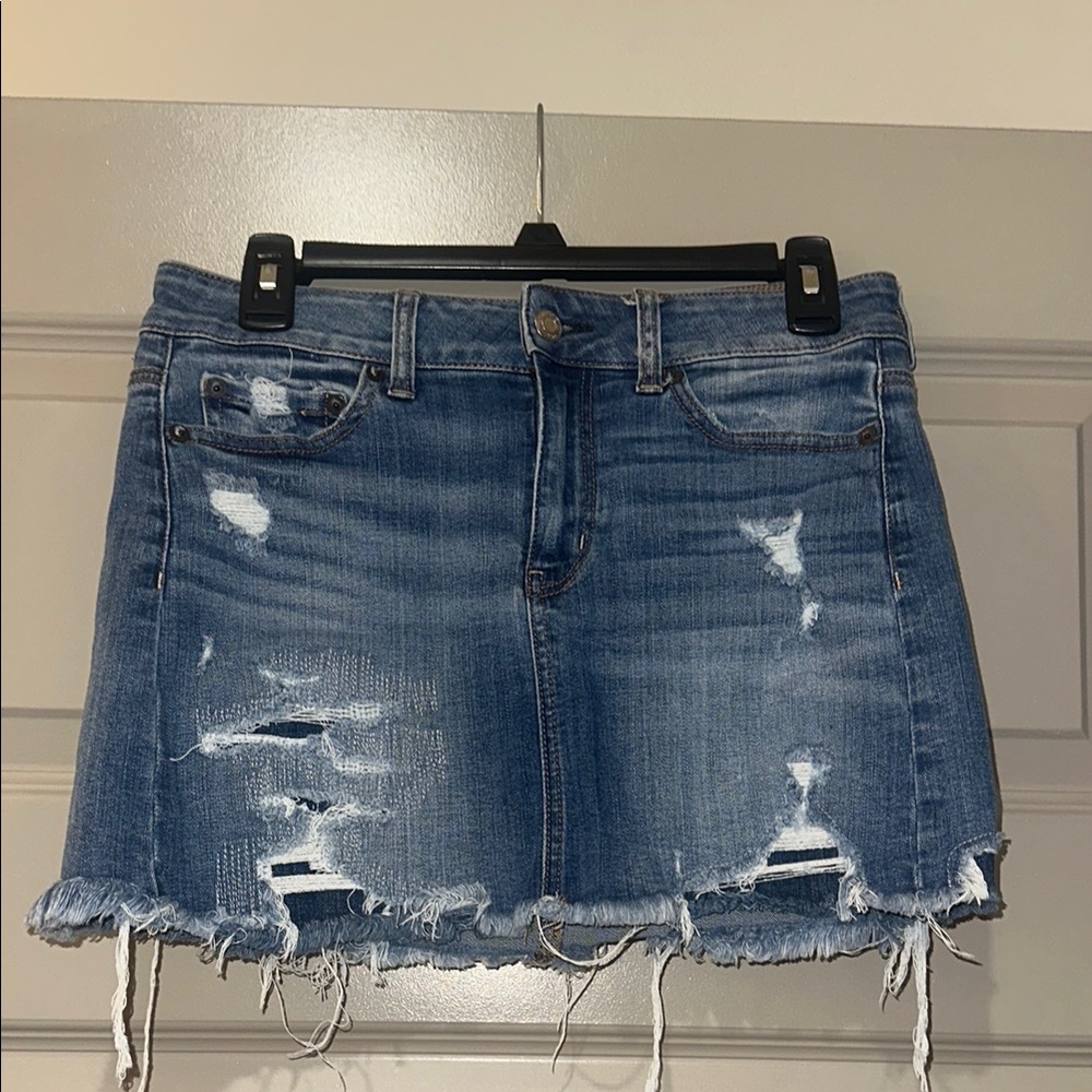 American Eagle Distressed Denim Mini Skirt